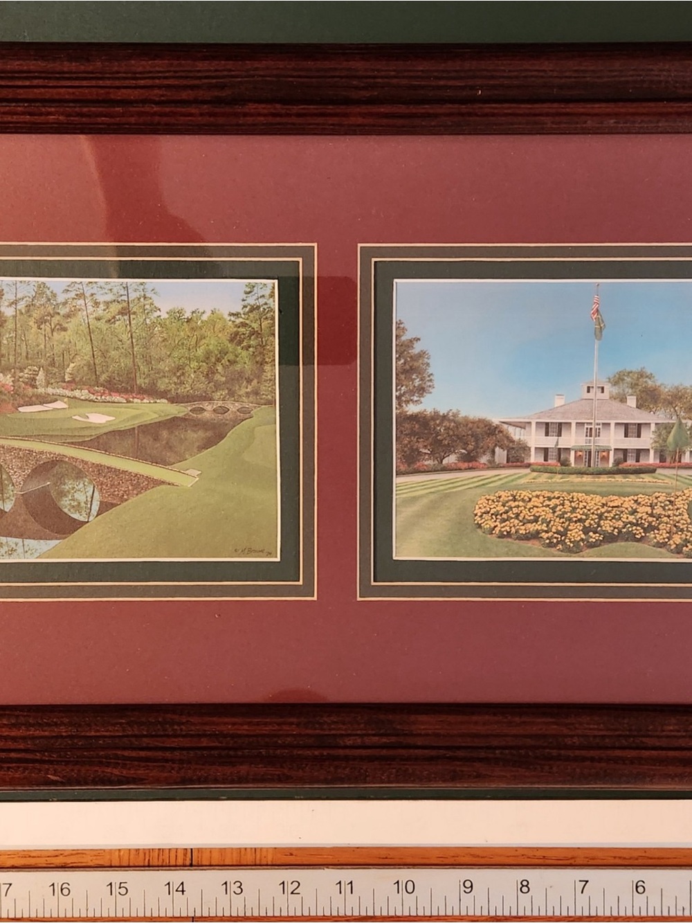 Classic Framed Golf Course Art Print in Maroon Augusta National